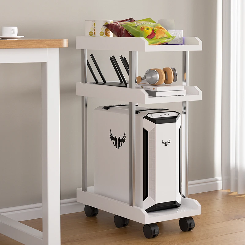 

Передвижная тележка для компьютерного оборудования, компактный настольный органайзер с открытыми полками, вентилируемая конструкция для отвода тепла