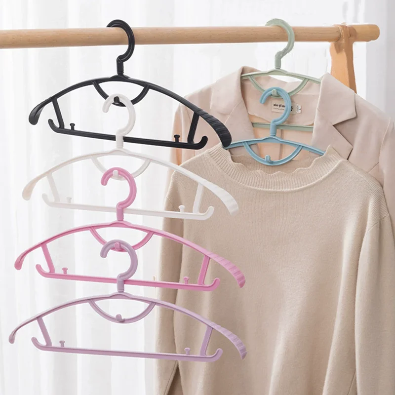 

10Pcs Wide Shoulder Thickened Clothes Hanger Household Clothes Drying Hanging Rack Adult Non-slip Plastic Hangers For Clothes