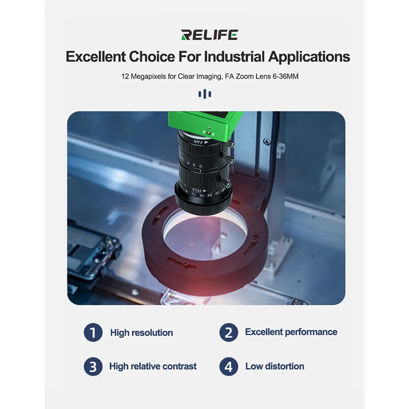 RELIFE MB1 Industrial Camera Lens, 12 Megapixels for Clear Imaging, Multi-Sensor Compatibility FA Zoom Lens 6-36MM