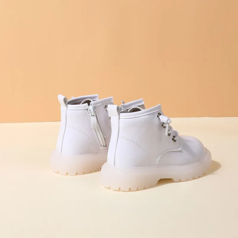 2024 New Spring Baby Boots For Girls Leather Waterproof Boys Rubber Ankle Boots Non-slip Soft Sole Fashion Toddler Kids Shoes