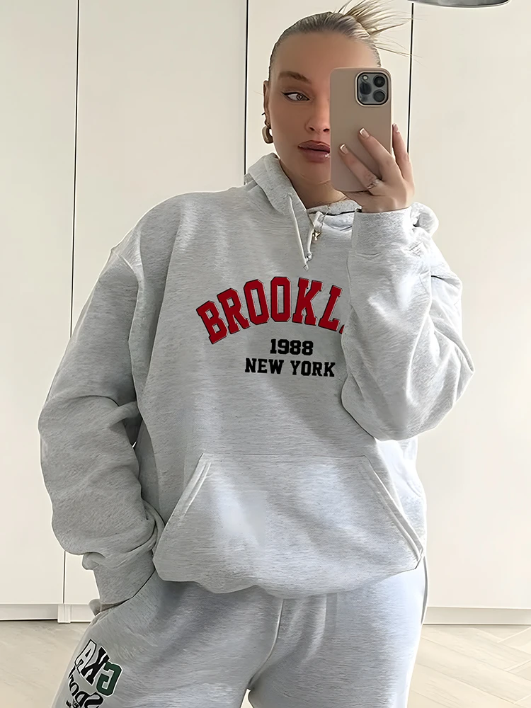 Blessyuki Harajuku Letter Print Hoodie Sweatshirt Women 2023 Autumn Casual Oversized Basic Plus Size Pullover Female Y2k Clothes