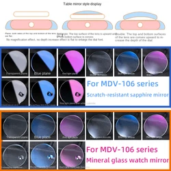 For Casio MDV-106 HD Mineral Glass Marlin MDV106 Watch Mirror Glass Calendar Double Sapphire Glass Mirror Duro mdv106 Watch lens