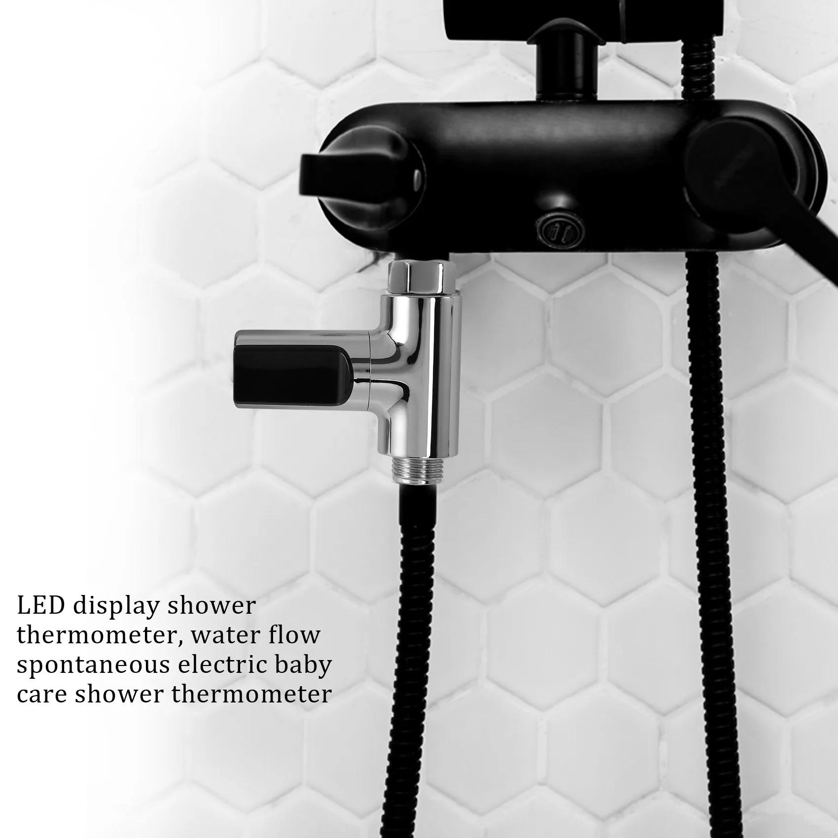 優れたledディスプレイを備えたシャワー用温度計。水流を利用して発電し、赤ちゃんのケアに最適なシャワー水温計。