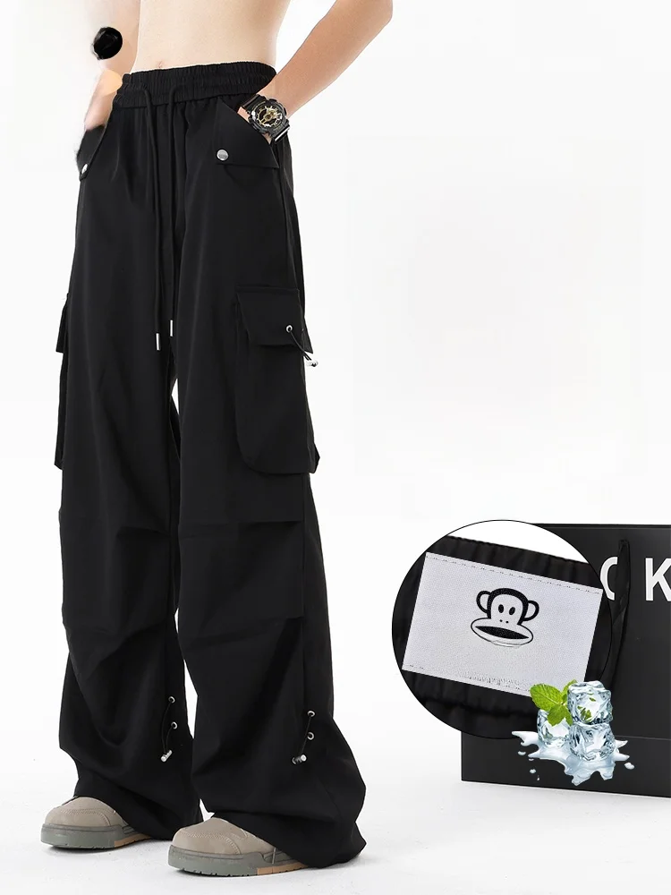 

PaulFrank Ice Silk Straight Leg Casual Pants Men's Summer Thin Loose American Sle Loose Soldier Workwear Trousers