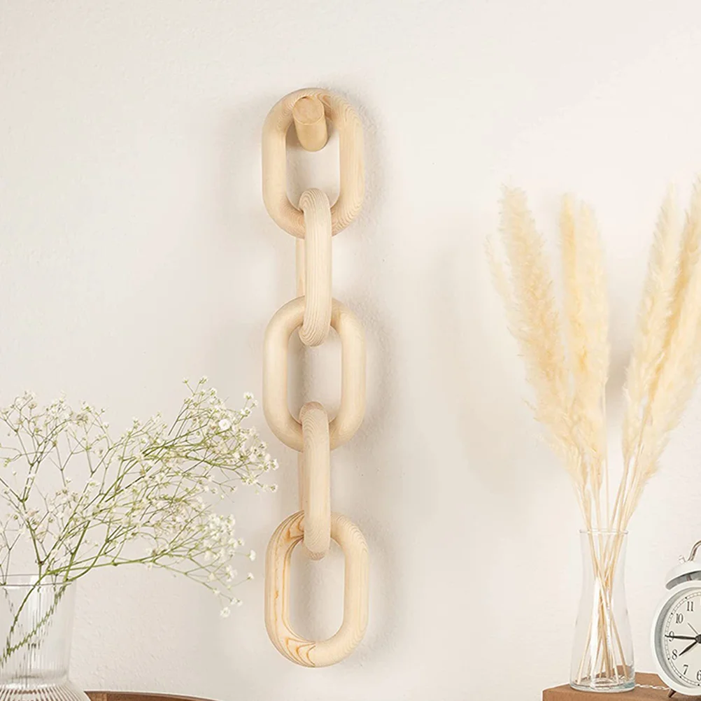 

Wooden Five Ring Chain Decor Natural Smooth Finish Wall Hanging Ornament For Home Bar Restaurant Hotel Vintage Rustic