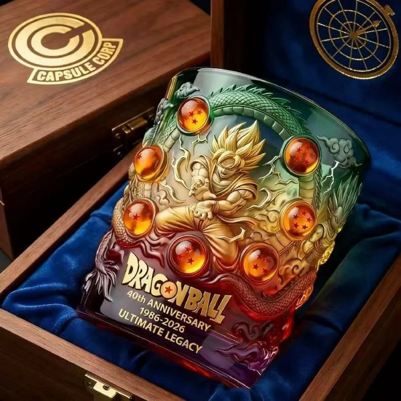 Vaso de Whisky de Anime Dragon Ball para el 30 Aniversario, Taza de Vidrio con Diseño de Son Goku, Maestro Roshi y Shenron, para Bebidas, Café, Regalo