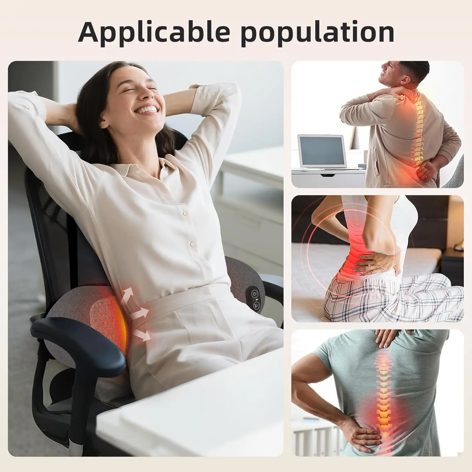 3 in 1 Lower Back Massager,Triple Fusion Back Massager with Heat,Vibration,Airbag Traction Spine Massager for Lower Back Pain
