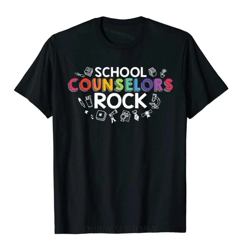 School Counselors Rock Student Appreciation Gift Funny T-Shirt Tops Shirt Slim Fit Comfortable Cotton Mens T Shirts Novelty