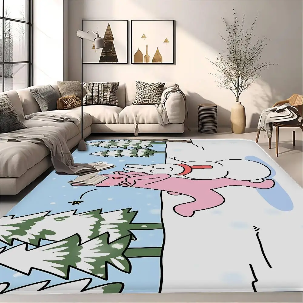 My F-Friend Pink Rabbit Funny Bathroom Mat Non-Slip Laundry Room Mat Laundry Decor Balcony Child Living Room Toilet Rug