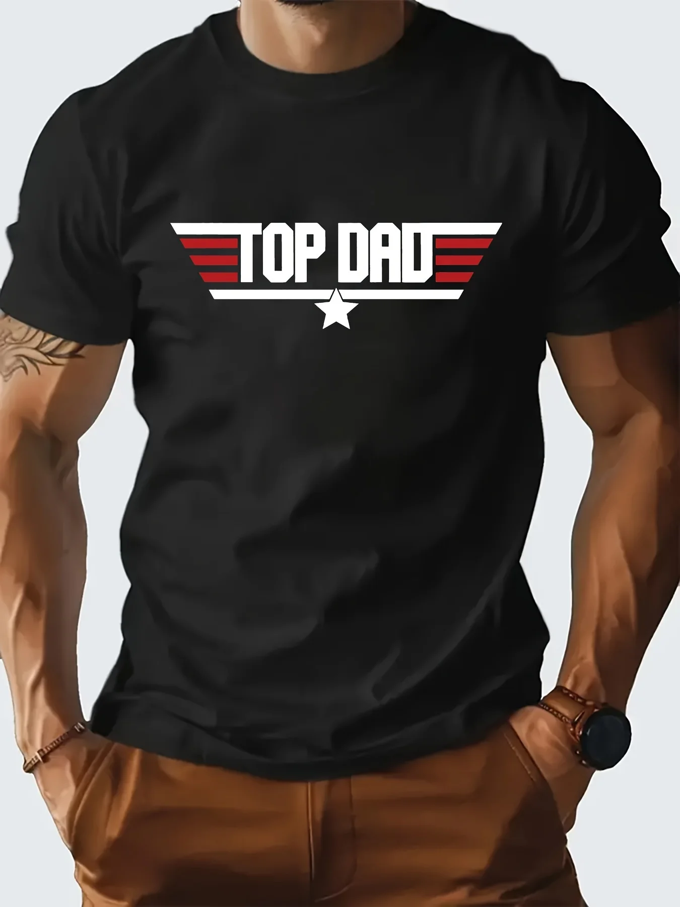 

Men'S Vintage "Top Dad" Graphic T-Shirt - Cotton, Breathable & Comfortable Crew Neck Short Sleeve Tee for Golf
