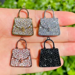 5pcs Fleur De Lis Iris Flower Girl Bag Charm Women Bracelet Necklace Making Fashion Pendant for Handmade Craft Jewelry Wholesale