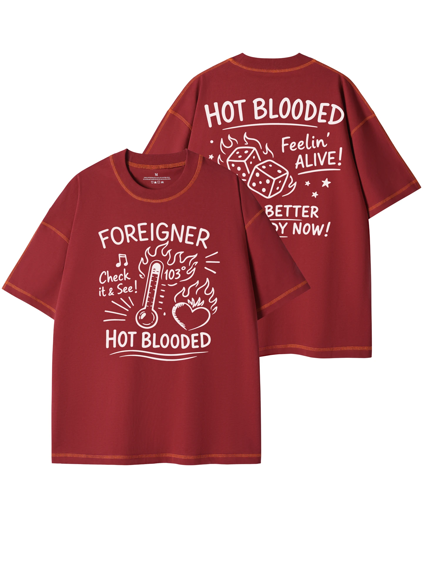 Retro American Street Design Loose Fit round Neck Pure Cotton Rock Short Sleeve T-Shirt by Foreigner Band Breathable Casual Tee