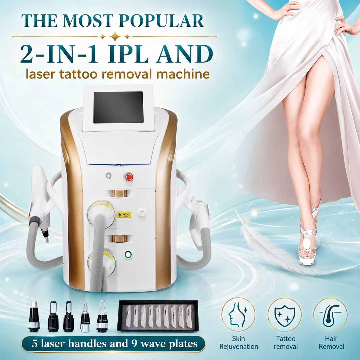 Professional M22 IPL Beauty Machine 2 IN 1 with OPT E-Light Hair Removal Skin Rejuvenation Q-Switch ND YAG Tattoo Removal System