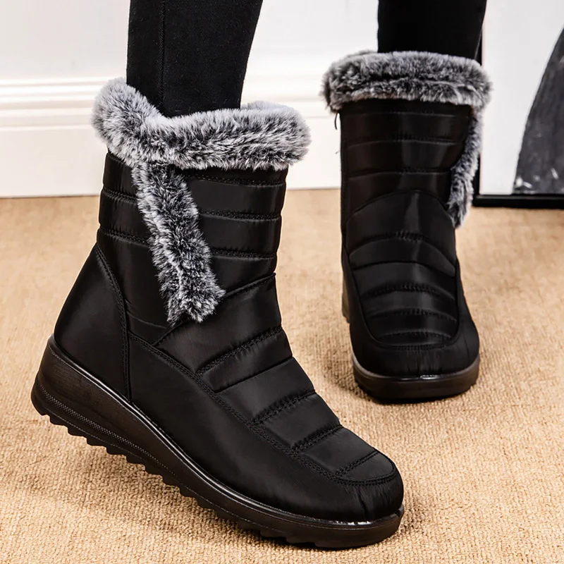 Snow Boots Woman 2025 Trend Ladies Shoes Waterproof Shoes Woman Fashion Ankle Boots Plush Women\'s Winter Shoes Boots Botas Mujer