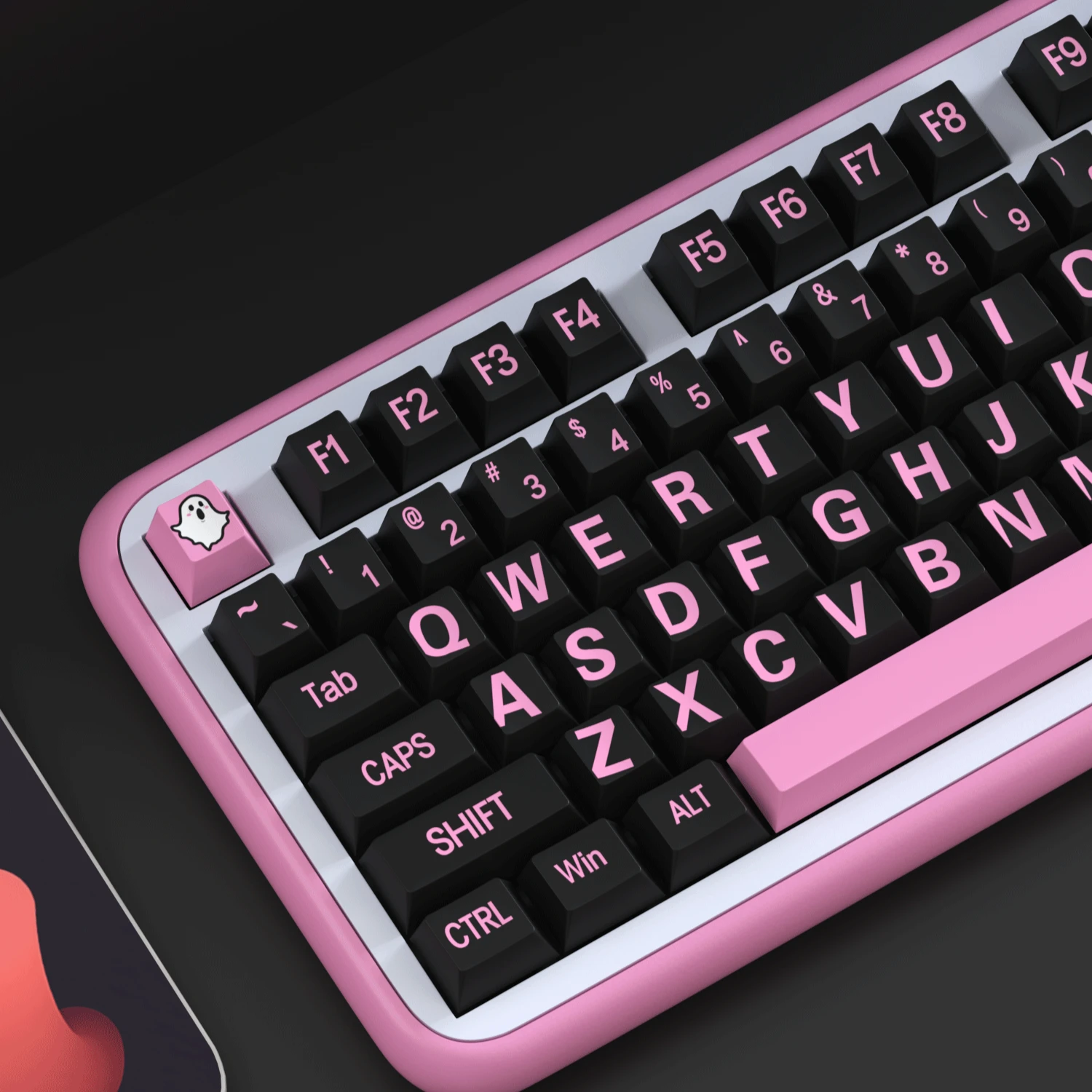 

Big character black powder keycap, cute original high PBT hot sublimation personality mechanical keyboard girl keys