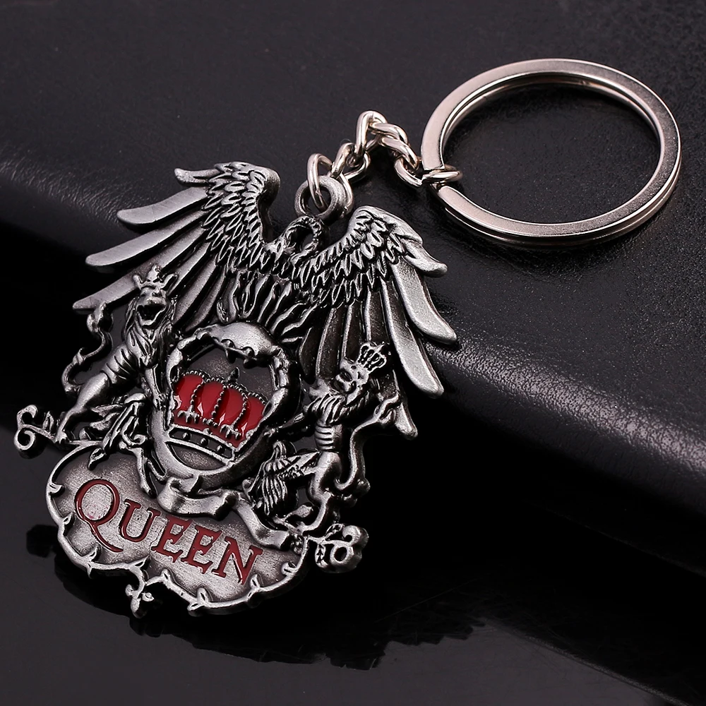 Queen Band Medal Keychain Cool Retro Rock Band Lion Eagle Special Key Ring for Men Women Fans Backpack Wallet Hanging Jewelry