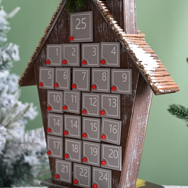 KX4B Gray Houses Advents Calendar with 24 Cards Christmas Countdowns Decoration
