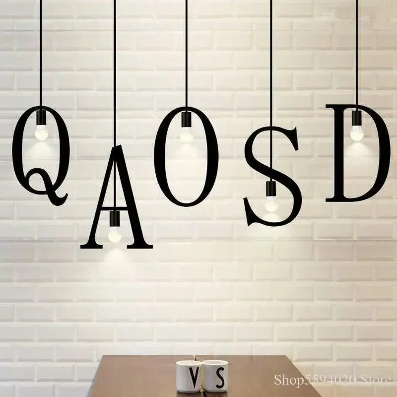 

Vintage New Letters Chandeliers Home Creative Lighting Bedroom Decoration Loft Farmhouse Lighting Led E27 Light Fixturelámpara