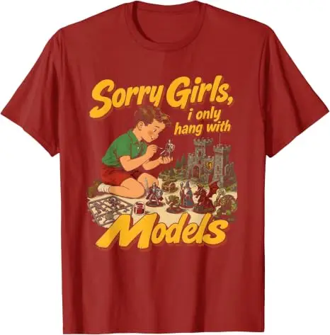 Tabletop-Gamer-T-Shirt „Sorry Girls I Only Hang with Models“ Y2k Grafikkleidung für Tabletop-Gaming-Enthusiasten Halloween-Kostüm-T-Shirt – Detail 8