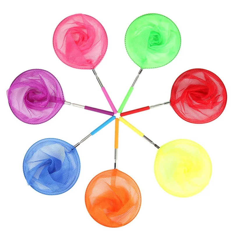 3Pcs Children's Outdoor Entertainment Toys Stainless Steel Telescopic Fishing Net  Insect Net Fishing Pocket Beach Fun Play Toys