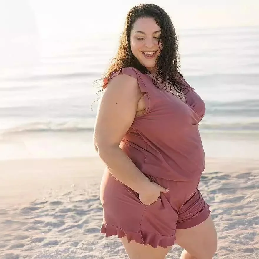 

Women's Swimming Suit with Built-in Bra Printed Flat Corner Low Waist Long Pants Thin Model Sweet Sle Summer 2024