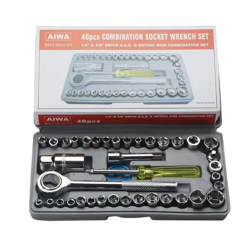 40-Piece Combination Socket Set for Automotive & Motorcycle Mechanics New 2026 Wrench Tool Bag Toolbox with 26 Piece Sockets