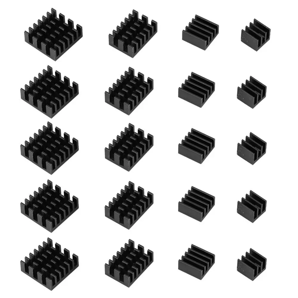 5Set/20Pcs Aluminum Heat Sink for Raspberry Pi with Adhesive Black Heat Sink Aluminum Heat Sink Electronic Devices