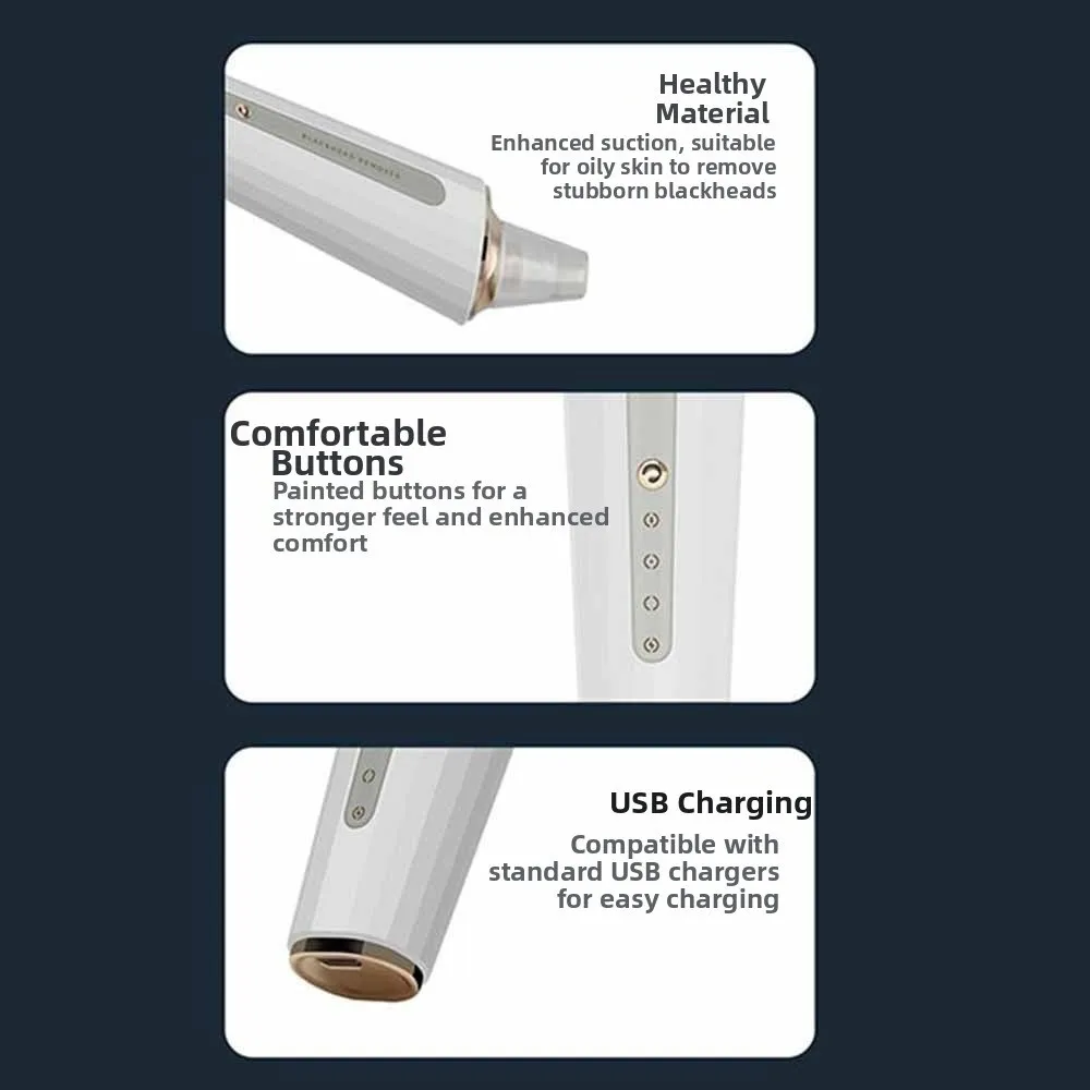 Adjustable Power Electric Pore Cleaning Non Damaging Pores Rechargeable Blackhead Remover Electric Suction Face Cleaning