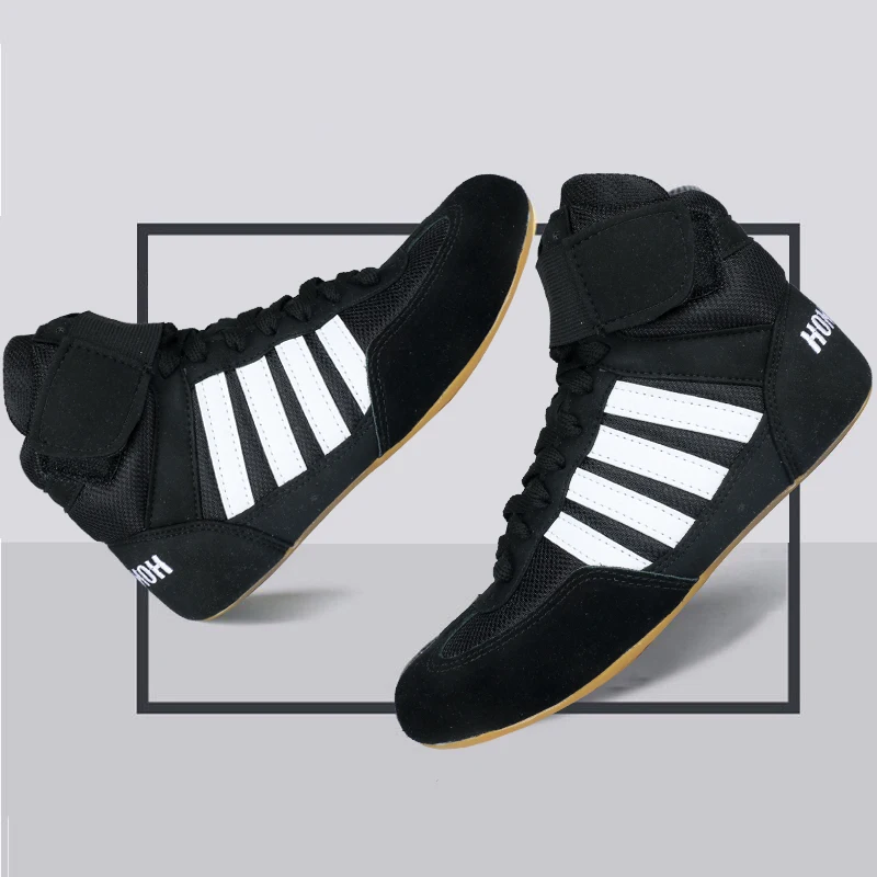 Professional Boxing Wrestling Shoes Rubber Outsole Breathable Combat Sneakers Lace-up training fighting boots Plus Size 35-46