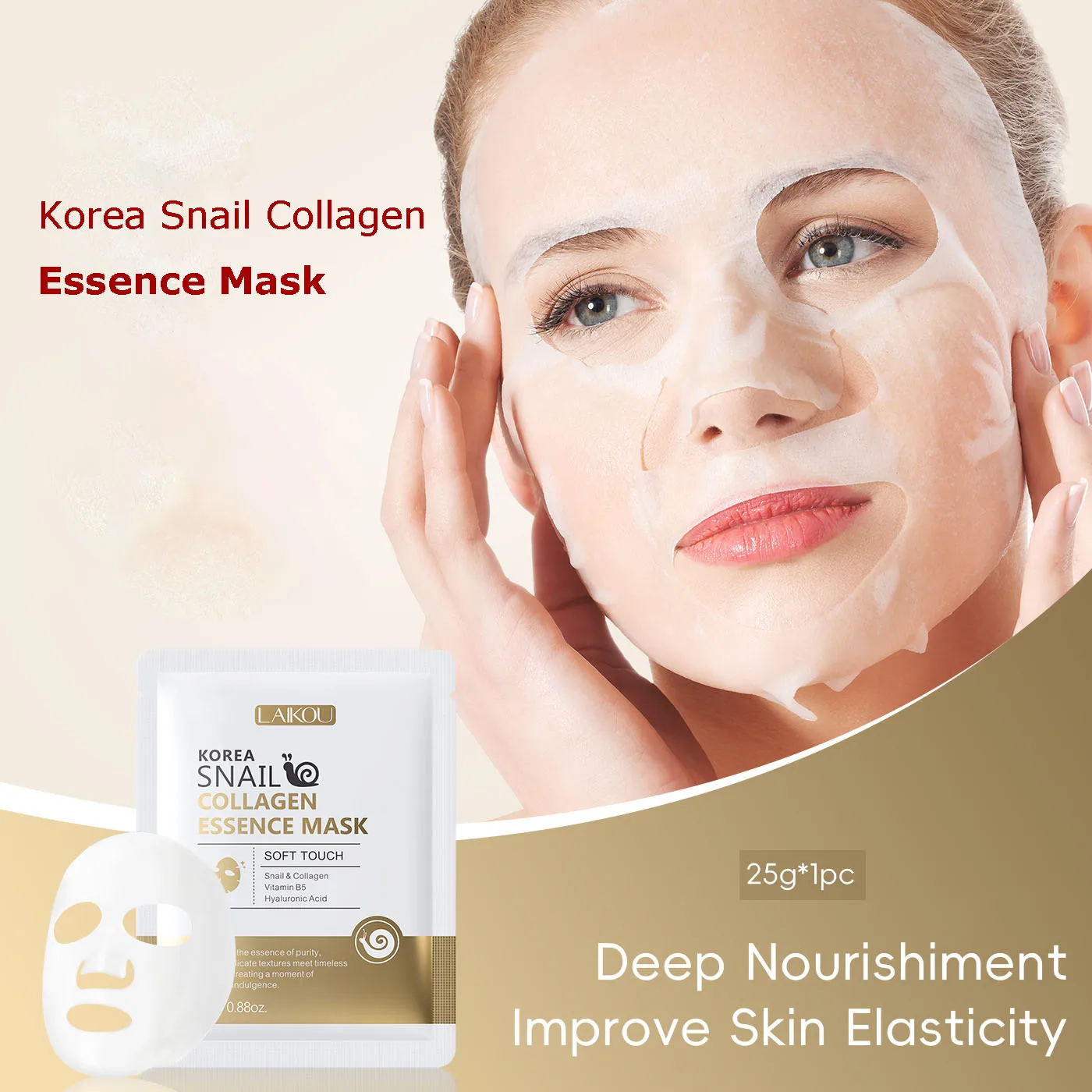 

LAIKOU Snail Moisturizing Face Mask Tender Face Sheet Masks Skin Care Korean Cosmetics Replenishment Oil Control Facial Mask