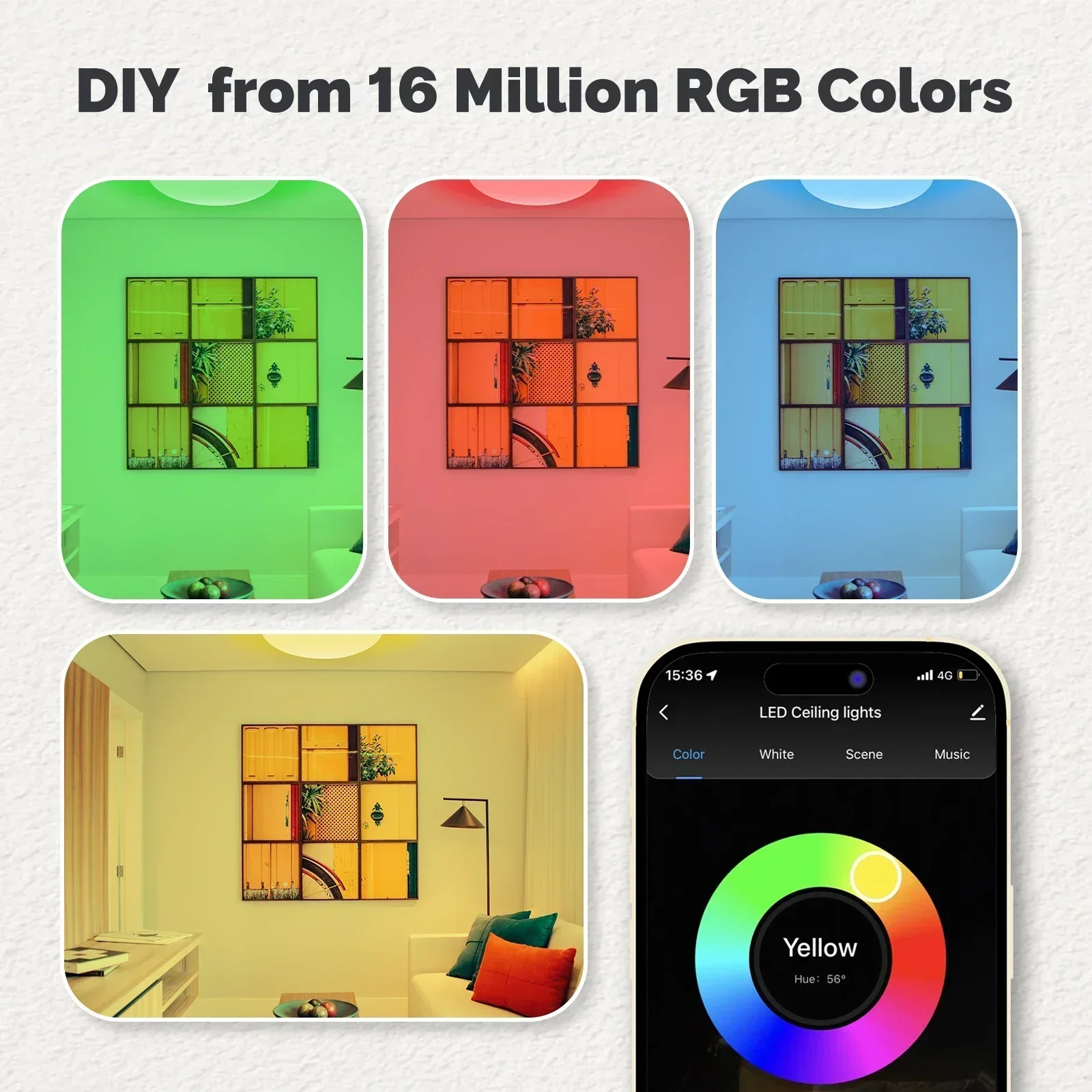 MOES Tuya WiFi Ceiling Light Smart Lamp Bluetooth With Beacon Remote Control Work With Alexa and Google Home