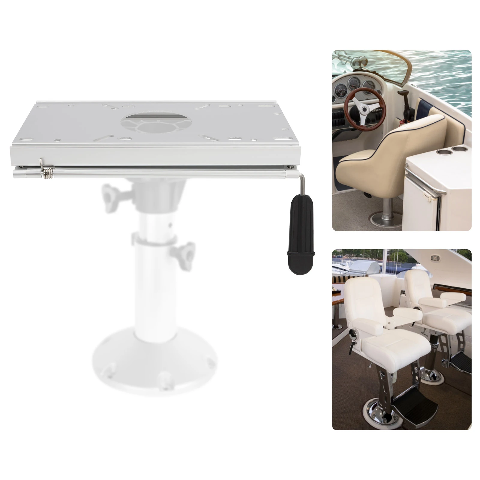 High-quality Aluminum Alloy And Plastic Silver Black 3.5 Inch Yacht Seat Base Slide Plate With A Handle