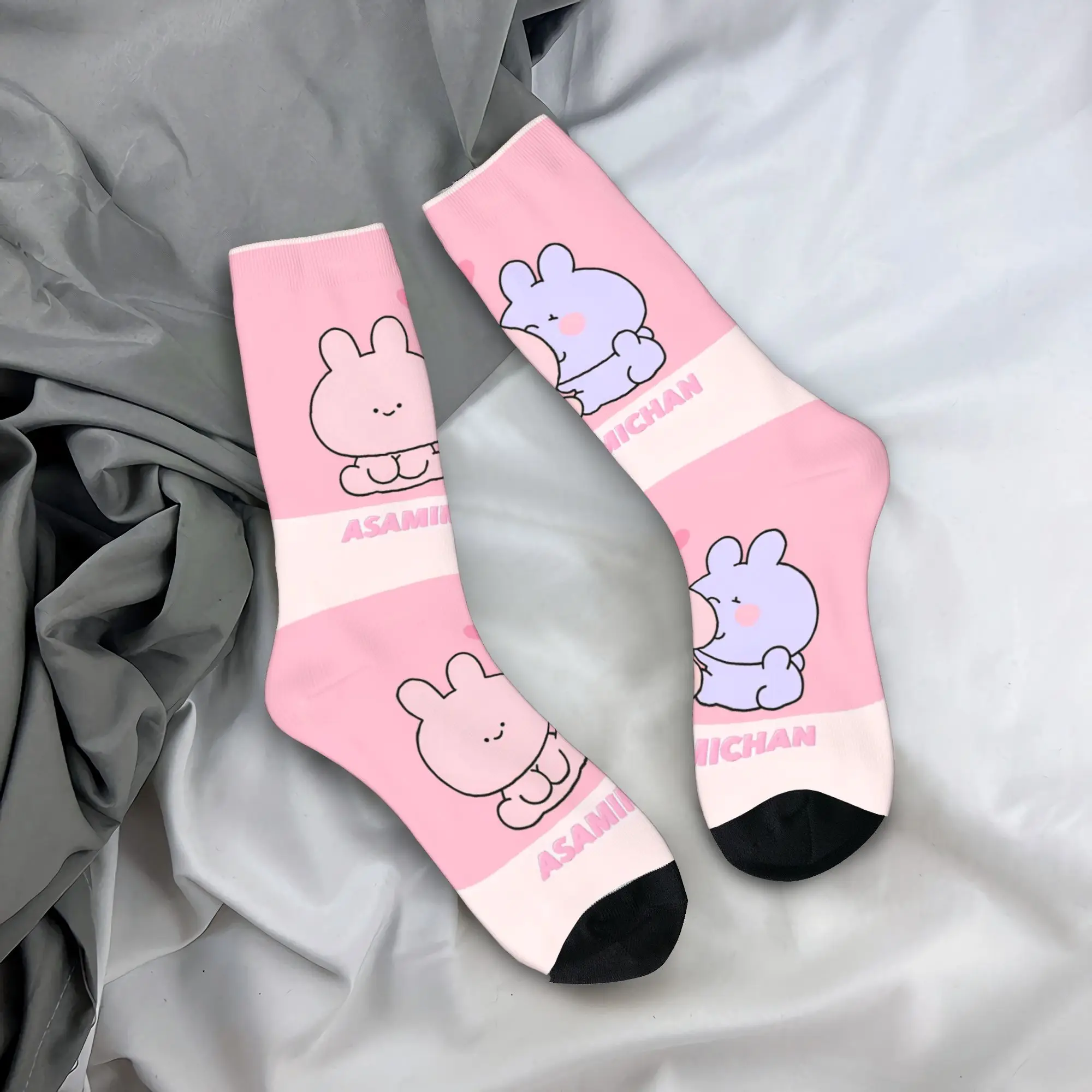 Asamimichaan لطيف Asamimi الجوارب جوارب مضحكة الخريف المضادة للبكتيريا الرجال الجوارب لينة مطبوعة الجري جوارب رياضية
