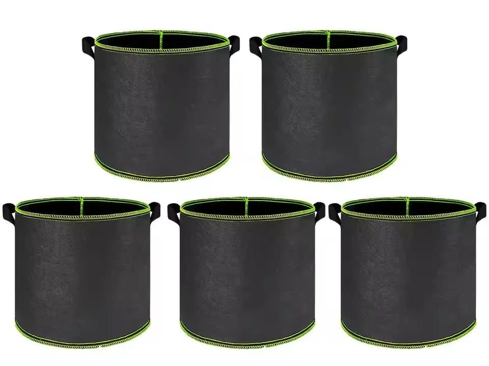 5PCS Non-Woven Grow Bags Aeration Fabric Pots with Handles Flower Pot Vegetable/Flower/Plant Grow Bags 3/5/7/10/15/20 Gallon