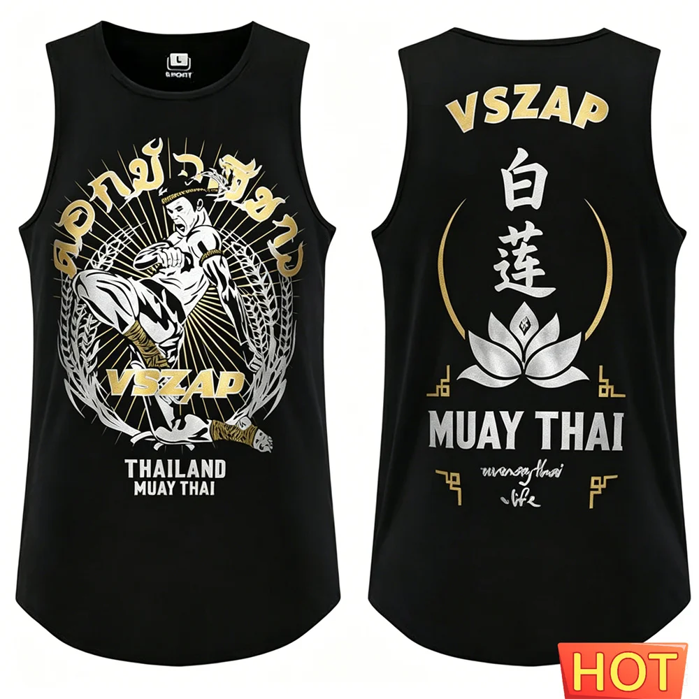 Summer Men Muay Thai vest Tank Top Men's sleeveless T-shirt quick-dry men's t-shirts tank tops Muay Thai Sports Graphic tank top