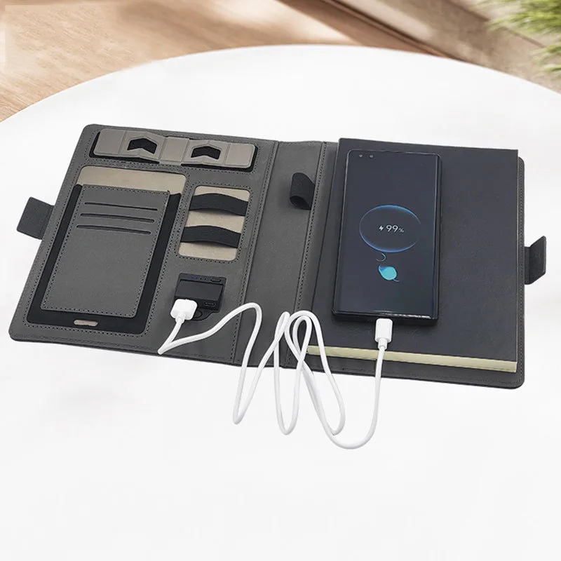 A5 Wireless Charging Notebook PU High And Gift Mobile Power Supply for Business and Office Use Wireless Charging Notebook Binder