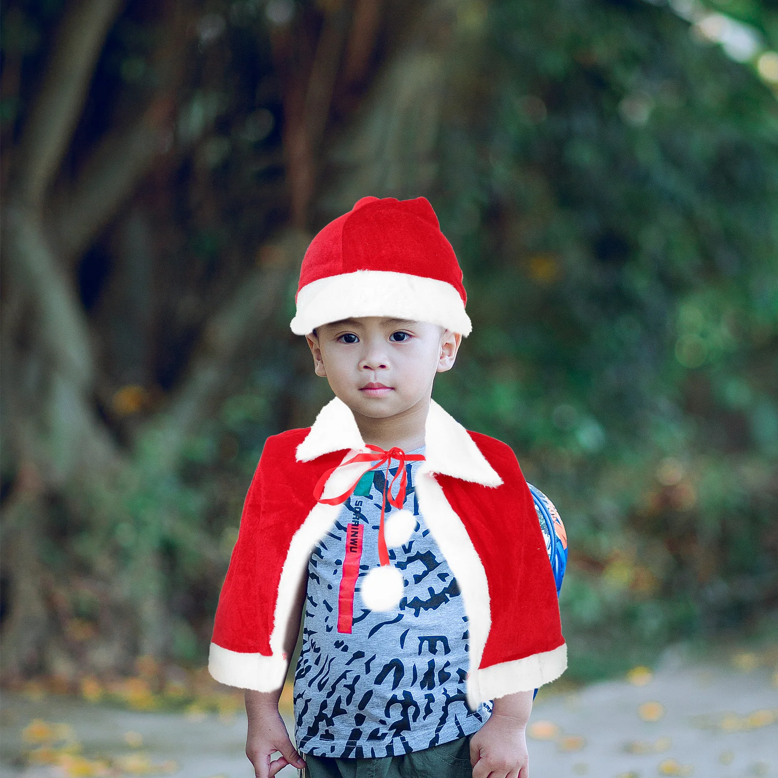 

Children Christmas Cloak Bright Color Comfortable Fabric Kids Santa Hat Cape Inflatable Costume Role Play Party Toddler Xmas