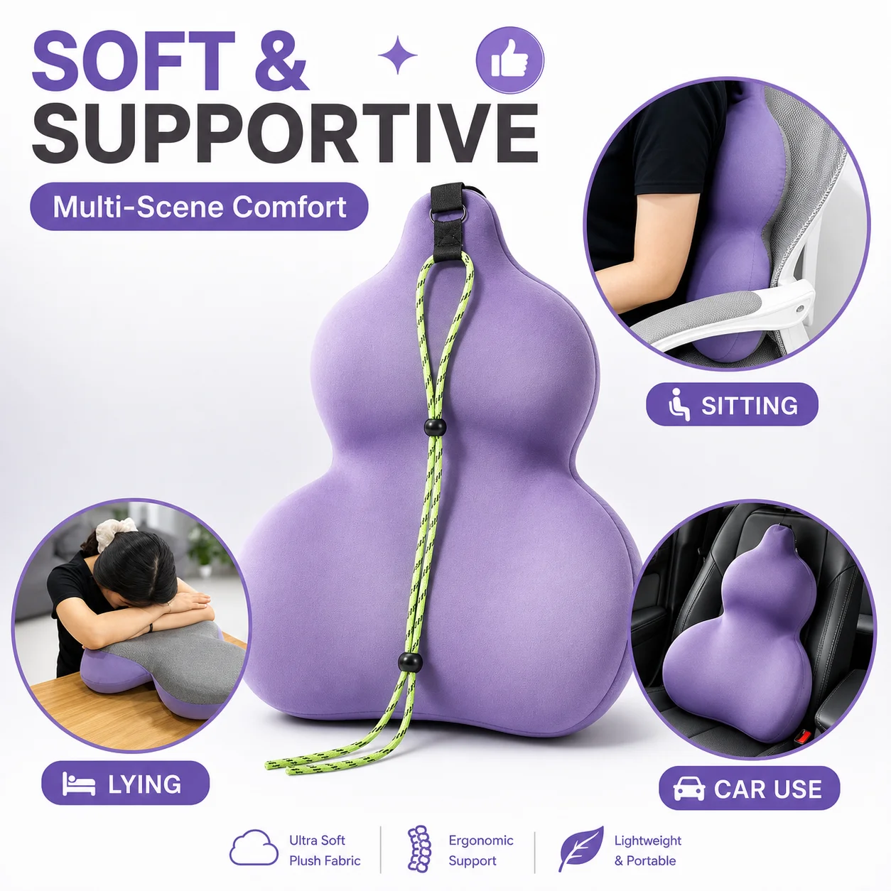Gourd‑Shaped Memory Foam Waist Support Pillow Soft Office Back Cushion For Staff Leader Delicate Gift Workplace Favor Present