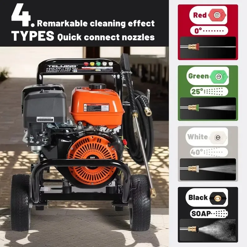 Hot Sale New High Pressure Washer Portable Car Cleaning Machine Adjustable Pressure 289bar 4200psi 14HP Air Cooled Heavy