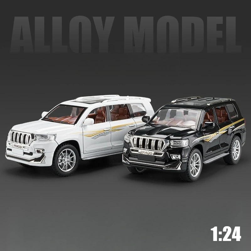 1:24 Land Cruiser Prado SUV Alloy Car Model Diecast Metal Toy Off-road Vehicles Car Model Sound and Light Gift