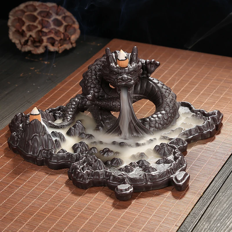 Backflow incense burner creative ceramic ornaments indoor tea ceremony antique purple sand sandalwood agarwood fuming stove