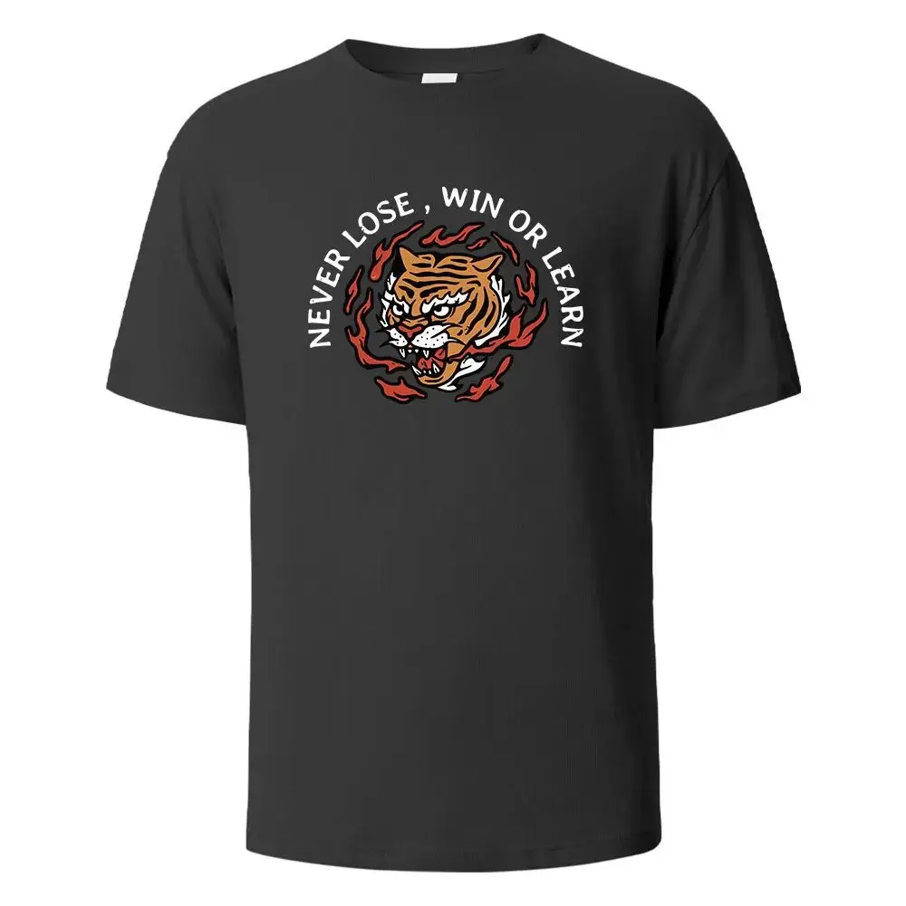Men's Streetwear Printed T-Shirt 'Never Lose Win Or Learn' 100% Customizable Hand-Painted Design Fashionable Casual Top