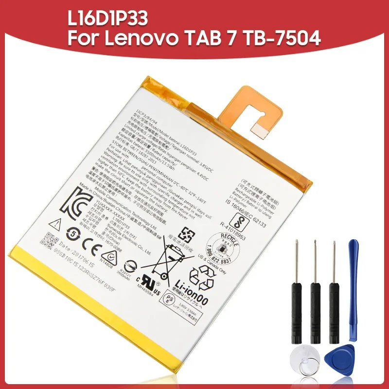 

Replacement Battery 3500mAh L16D1P33 For Lenovo TAB 7 TB-7504N TB-7504F 7504X Rechargeable Batteries