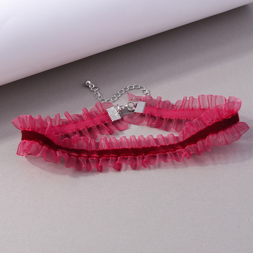 Aihua Sexy rote Samt-Choker-Halsketten für Frauen, Kristall-Herz-Halskette, Braut, Hochzeit, Party, Schmuck am Halskragen – Detail 28
