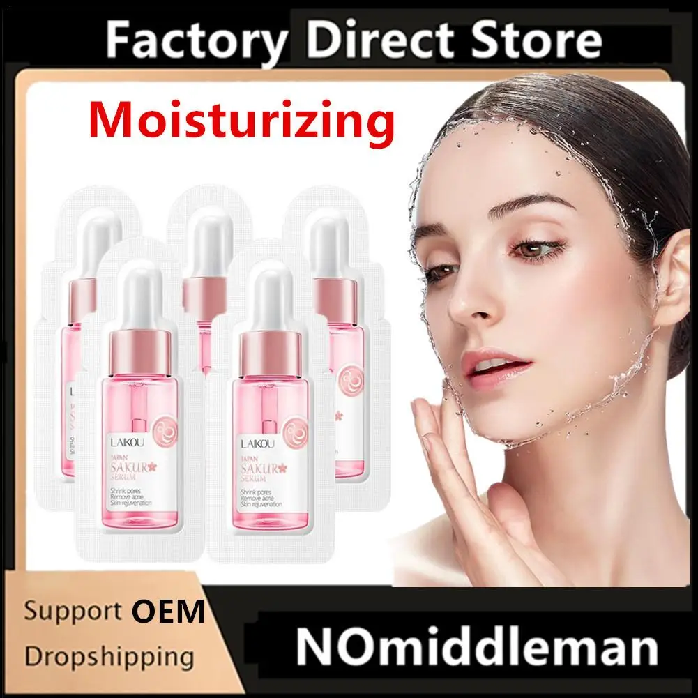 

5Pcs Moisturizing Sakura Face Seurm Essence Hyaluronic Acid Moisturizing Skin Nourishing Serum Skin Care 1ml Travel Size Hot