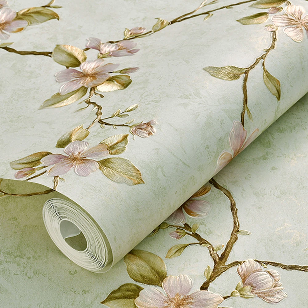 

American Rustic Vintage Flower Wallpaper Retro Vine Floral Wallpapers Roll Bedroom Decor Murals Non Woven Wall Paper 3d