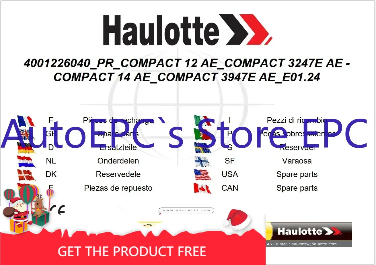 

AutoEPC Haulotte 7,03 ГБ PDF Новый оператор Техническое обслуживание Ремонт Запчасти Руководства по эксплуатации
