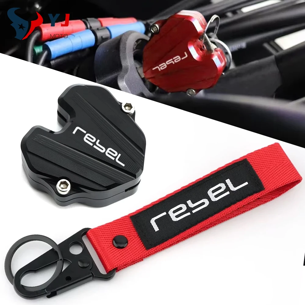 Motorcycle CNC Accessories Aluminum Key Case Cover Shell Protector (Key Without Chip) For HONDA Rebel CM 300 CM300 Keychain Ring