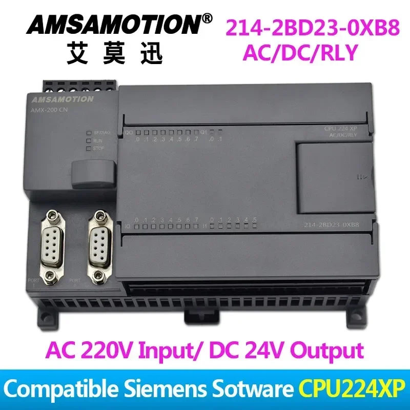 الترويج!!! Amsamotion PLC S7-200CN CPU224XP 14I/10O 2AI 1AO AC/DC/RLY 6ES7 214-2BD23-0XB8 مع كابل PPI مجاني