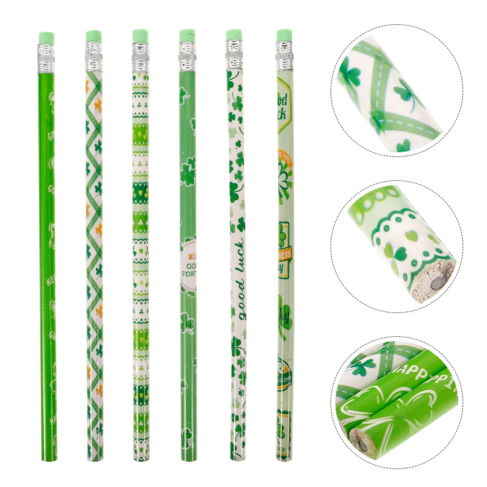 

Pencils Four Leaf Painting Eraser Party Favor Students Writing Stationery Patrick Day Decors Use